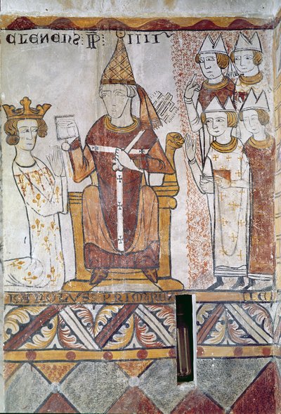 Papst Clemens IV. (ca. 1195-1268) investiert Karl von Anjou (1226-85) mit dem Königreich Sizilien, 28. Juni 1265 von French School